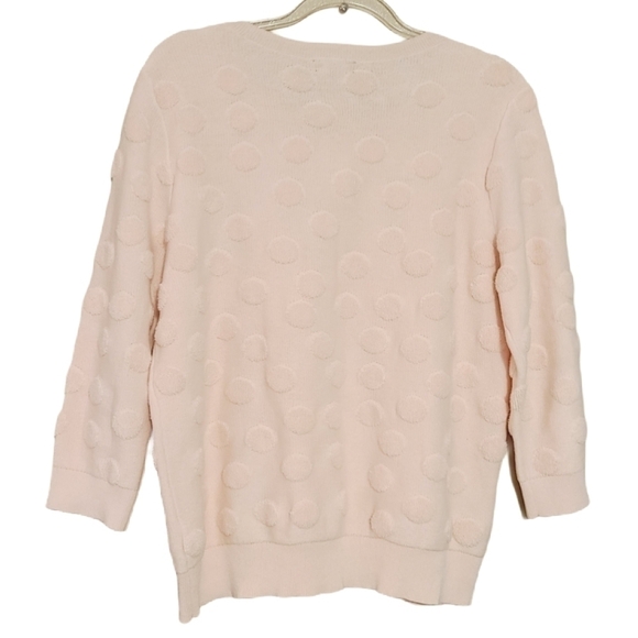 Lord & Taylor | Peach Polka Dot Crewneck Sweater - Picture 11 of 11